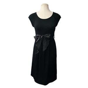 MATERNAL AMERICA Black Cap Sleeve Ribbon Bow Maternity Nursing Dress Small